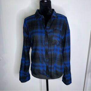 Wild Fable Blue and Black Plaid Shirt
